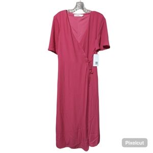 Just Fab Women's Hot Pink Wrap Midi Dress. Size: L NWT